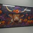 Highland Cow with Halloween Large Decor Wall Art Framed Pictures for Living Room, Pumpkins Oversized Canvas Print Painting Modern Extra Large Framed Artwork for Bedroom Office Home Decor 60"x30"
