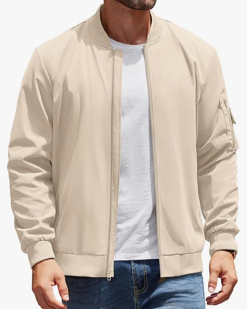 COOFANDY Men's Lightweight Bomber Jackets Casual Spring Fall Windbreaker Jacket Light Zip Up Coat With Pocket, XL