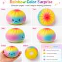 Mystery Rainbow Dumpling Squishies with Steamer Box, Soft Stretchy Bao Bun Stress Relief Balls, Sensory Fidget Squeeze Toys for Anxiety Relief, Decompression Desk Toys