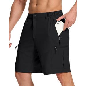 Mens Hiking Cargo Shorts with 6 Zipper Pockets 9" Quick-Dry Lightweight Short for Golf Casual Fishing (X-Large Short, Black)