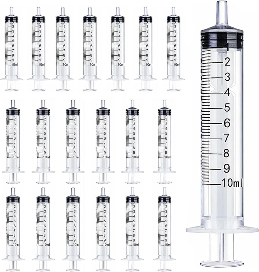 20PCS-10 ml Plastic Syringes, Individually Packge for Scientific Labs Experiment Refilling,Watering,Measuring,lip gloss injection