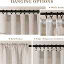 Linen 112 Inch Curtains 2 Panels for Dining Living Room Semi Sheer Light Filtering Farmhouse Curtains with Rod Pocket Hook Belt Privacy Tan Beige Flax Linen Long Window Drapes