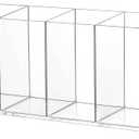 Jetec Acrylic Pen Holder 6 Compartments Makeup Brush Stationery Organizer Pencil Holder for Desk Accessories, Cosmetic Brushes, Dorm, Home, Bathroom, Kitchen, Office Supplies (Clear)