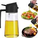 2 in 1 Oil Dispenser and Oil Sprayer, 470ml Dispenser Bottle Spray and Pour, Glass Olive Oil Sprayer for Cooking, Food-Grade Oil Spray Bottle Mister Spritzer for BBQ, Air Fryer, Kitchen (Black)