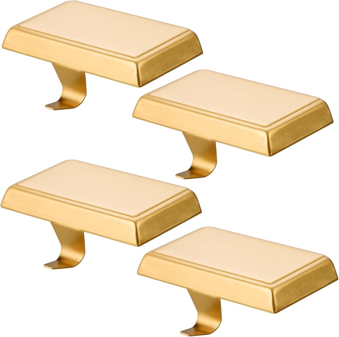 4 Pack Christmas Stocking Holders Ornament Hooks Mantel Weighted Stocking Hangers Metal Hanging Hooks Heavy Duty Stocking Holders Bases for Mantel Fireplace Party Decoration (Gold, 4)