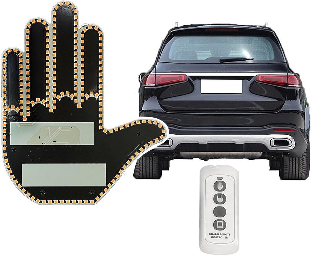 Finger Gesture Light, Funny Led Hand Sign with Remote, Glowgesture for Car Truck - Ideal Gifted Car Accessories, Truck Accessories (FGL-240Z) (Man-Medium)