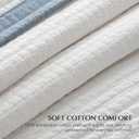 EVERGRACE Cotton Border Frame Tack-Stitch Quilt Bedding Set Queen Size, Coastal Oversized 3 Pieces Lightweight Bedspread Coverlet for All Season, with 2 Matching Shams, Blue Linen | Pick-Stitch Channel, Border Frame, Pre Washed, Oeko-Tex Certified, 100% Cotton, Lightweight