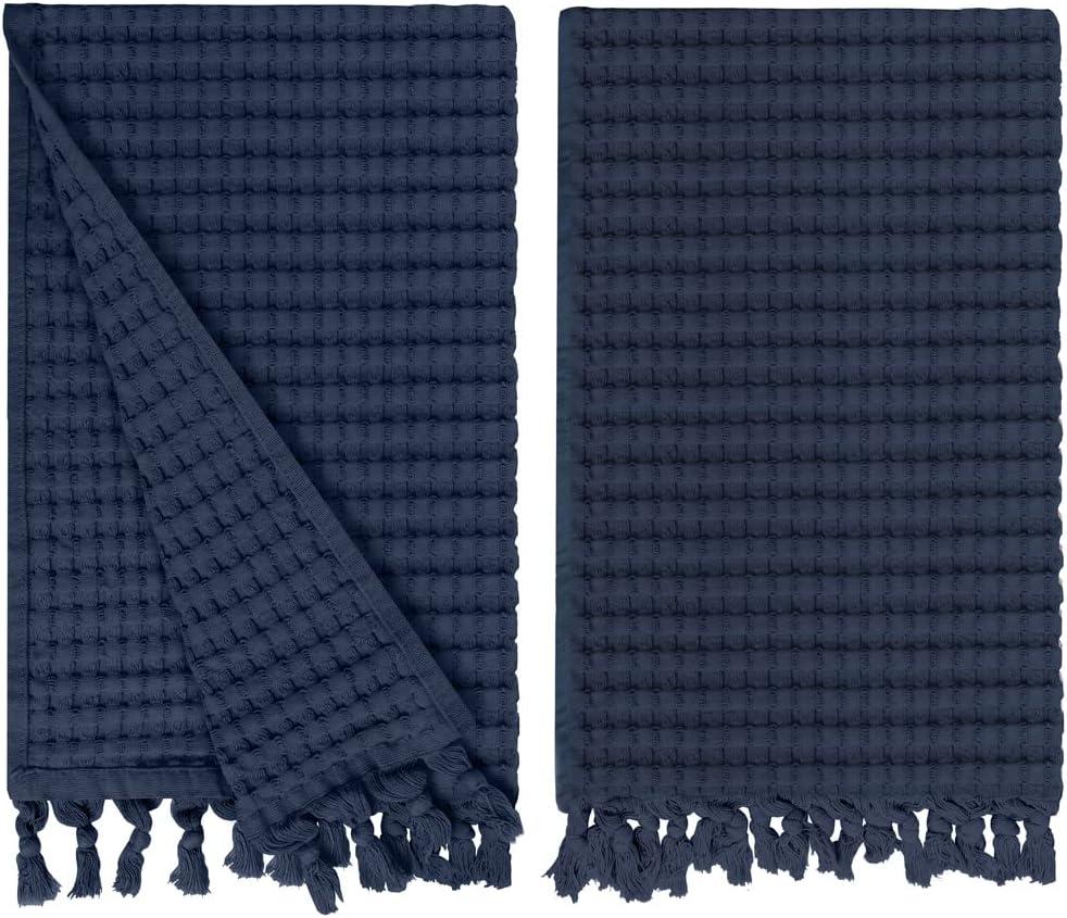 GILDEN TREE Decorative Waffle Hand Towels for Bathroom, 20x35 Large, Quick Drying Fingertip Towel, 2 Pack, Modern Style (Midnight Blue) GILDEN TREE Decorative Waffle Hand Towels for Bathroom, 20x35 Large, Quick Drying Fingertip Towel, 2 Pack, Modern Style (Midnight Blue)