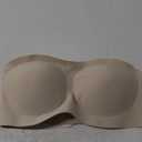 OEAK Womens Strapless Bras Push Up Bandeau Bra Non Slip Wireless Supportive Padded Bras Seamless Comfortable Tube Bra, Nude Skin, Large