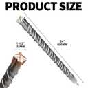 SDS Plus Rotary Hammer Drill Bit, 1-1/2"×24"（38mm×600mm） - 4 Carbide Cutting Edges & Coated Head | Heavy-Duty for Masonry, Concrete, Natural Stone, Brick Walls