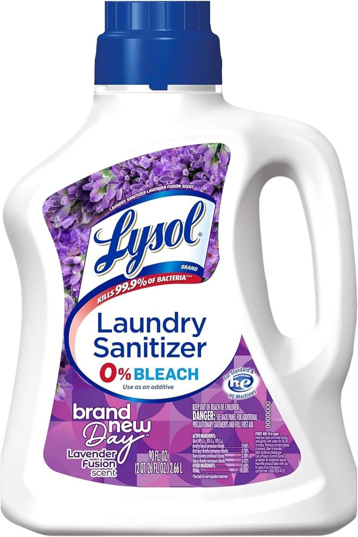 Lysol Disinfectant Laundry Sanitizer & Scent Booster, Laundry Detergent Additive, Color Safe Bleach Alternative, Laundry Odor Eliminator, Kills Bacteria & Viruses, Lavender Scent, 90 Fl Oz