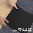 VallisCo 30 Pack Carpet Tile - 12 X 12 Self Adhesive Carpet Floor Tiles Anti-Slip Squares Peel and Stick Floor Tile DIY Installation for Bedroom (Black)