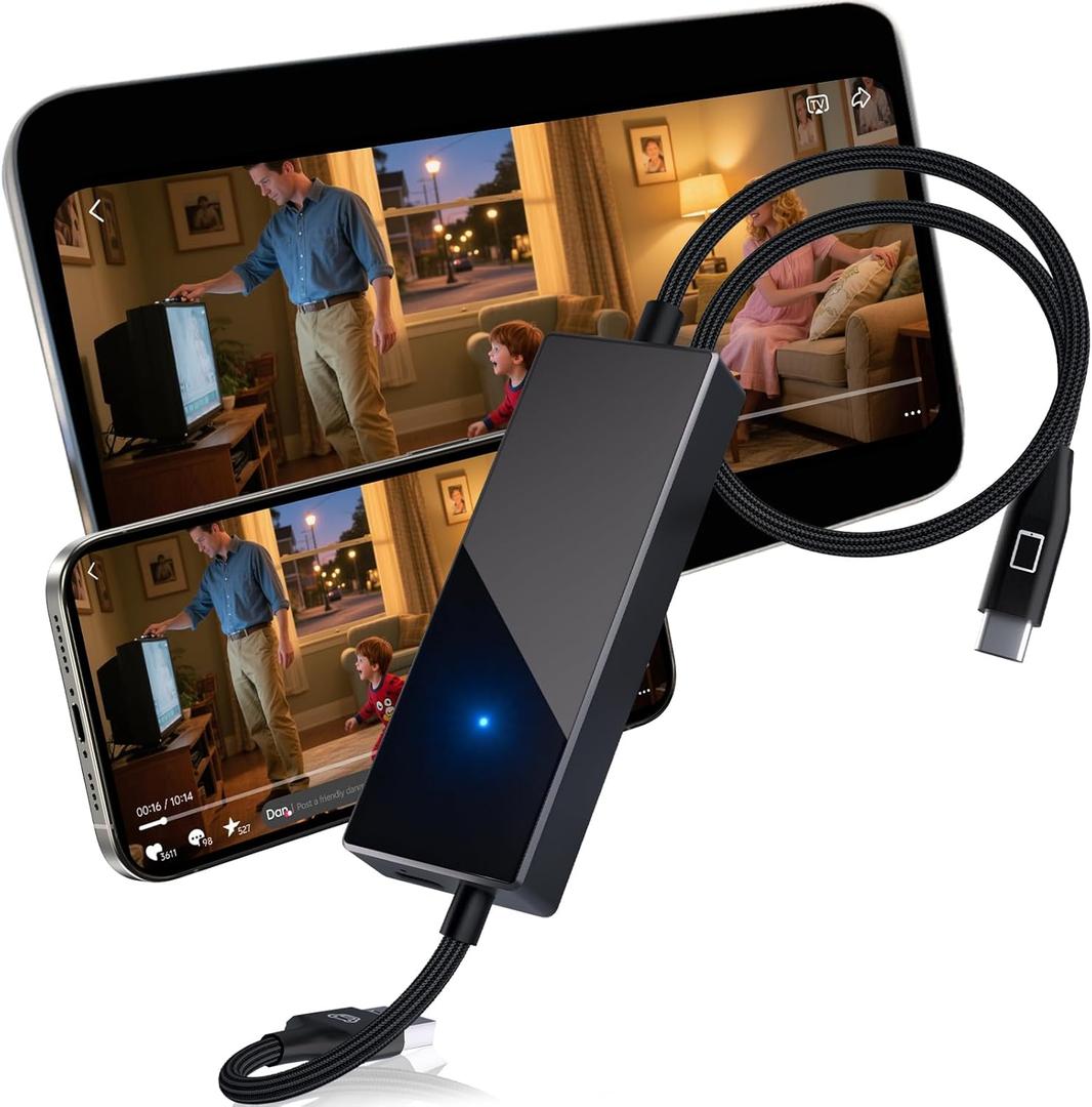 Wireless CarPlay Adapter with Video Control, Mirror & Swipe via Car Touchscreen, Bi-Directional Mirroring, Dual Modes, Plug & Play, No App Needed, Gray