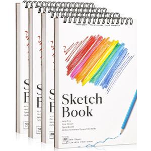 4 Pack Small Sketch Books, 5.5 x 8.5 Inch Mini Sketchbook, 68lb/100gsm Spiral Bound Small Sketch Pad, Acid Free Art Supplies Drawing Painting Sketchbook for Kids, Beginners, Artists & Easter Gift