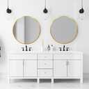 Gold Round Mirror, Circle Mirror 24 inch, Gold Round Bathroom Mirrors, Circle Wall Mirrors for Bathroom, Living Room, Hallway, Vanity, Over Sink, Mantel