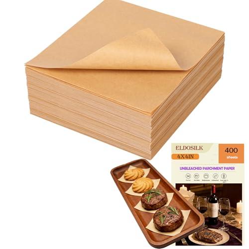 4x4 Inch Baking Parchment Paper, 400 Sheets/Pack | Non-Stick Food-Grade Unbleached Parchment Paper
