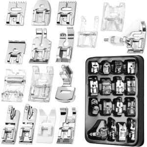 16 Pcs Sewing Machine Presser Foot Set fits for Most Low Shank Snap-On Singer, Brother, Babylock, Euro-Pro, Janome, Kenmore, White, Elna Sewing Machines