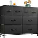WLIVE Dresser for Bedroom with 8 Drawers, Wide Fabric Dresser for Storage and Organization, Bedroom Dressers, Chest of Drawers for Living Room, Closet, Hallway, Black
