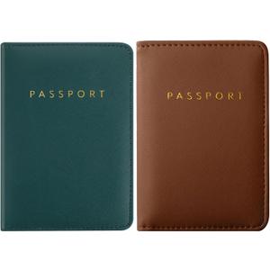 2 Pcs Passport Cover Holder for Travel Waterproof Leather Passport Wallet Case Book Travel Cruise Essentials for Women Men | 2 Pieces