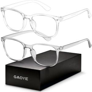 Blue Light Blocking Glasses - Fashion Square Eyeglasses, Anti UV Ray Computer Gaming Glasses Blue Blockers for Women/Men (Transparent & Transparent Grey)