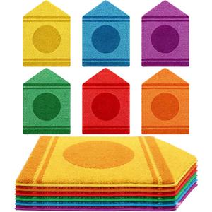 Tinideya 12 Pcs Kids Crayon Classroom Rugs Elementary Seating Mats 14x17''