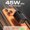 wegear 45W USB C Charger, 2 Port GaN Fast Charging with PPS, Foldable Wall Charger Block for iPhone 17/16/15, iPad, Galaxy S25/S24, Pixel 10/9 (Black)