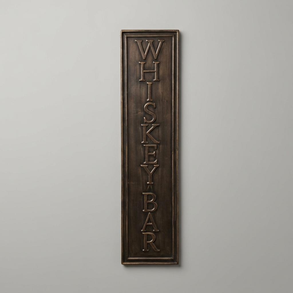 Bronze Metal Whiskey Bar Sign