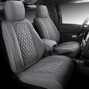 Faux Leather Custom Car Seat Covers Fit for 07-22 Jeep Wrangler JK/JL 2/4 Doors 4XE Sahara Unlimited Sport Snuggly Gladiator (07-22 Full Set Grey, (2 door))