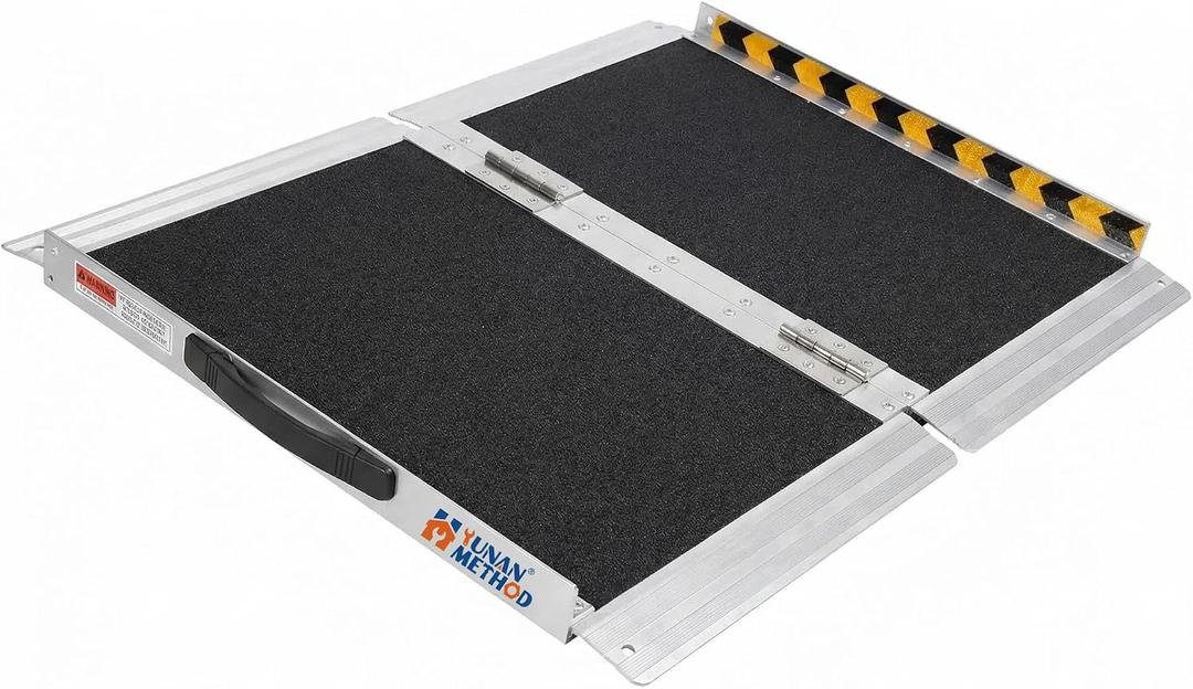 2FT Portable Wheelchair Ramp (Using 2-6''), 800LBS Capacity | Non-Slip Aluminum Ramps, Wheelchair Ramps for Home Steps, Stairs, Entry, Threshold, Doorways, Scooter, Ergonomic Handle