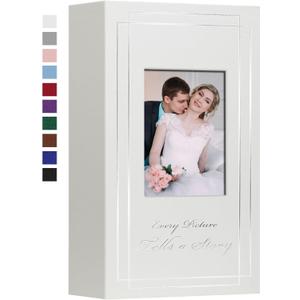 Hiwhy Photo Album 4x6 420 Photos Leather Cover Wedding Photo Albums Extra Large Capacity Picture Book with Beautiful Prints Presents for Wedding Baby Vacation White