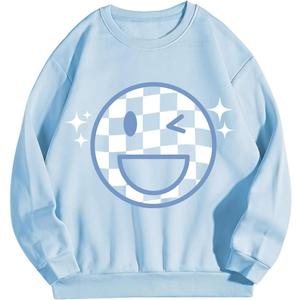 SOLY HUX Women's Crewneck Sweatshirts Pullover Graphic Long Sleeve Shirts Aesthetic Fall Clothes (Blue, S)