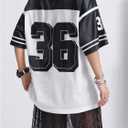 Verdusa Women's Y2k Jersey Shirt Baggy Shirt Oversized Tshirts Leopard Print V Neck Tshirt Tops (S)