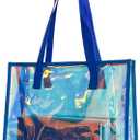 ONEART Iridescent Clear Tote Bag, Fashion Holographic Waterproof Beach Bag, Shoulder Handbag for Shopping, Gym, Travel