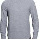 GUESS Mens Long Sleeve Hudson Linear Texture Crew (Small, Heather Grey Multi)