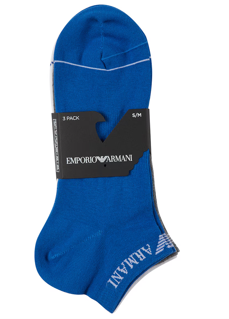 Emporio Armani Pack of Three Pairs of Ankle Socks, Size S/M, Pack of 2 