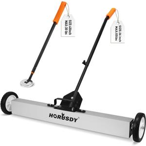 HORUSDY 36-Inch Rolling Magnetic Sweeper with Wheels | 40-Inch Telescoping Magnetic Pickup Tool | Adjustable Handle | 55-Pound Capacity Heavy-Duty Magnet to Pick Up Nails