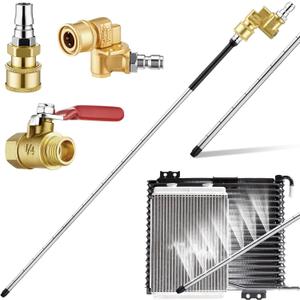 LemonRoad Radiator Cleaning Wand with 14/10 Fan Shaped Outlets Stainless Steel Dual Water/air Radiator Cleaner W/pressure Washer Gun Adapter for Cars Trucks RVS Equipment (1 Pack,39 Inch)