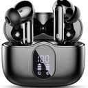 Wireless Earbuds, Bluetooth 5.4 Headphones Bass Stereo, Ear Buds with Noise Cancelling Mic LED Display, IP7 Waterproof in Ear Earphones, 36H Playtime for Laptop Pad Phones Sports Workout, Black