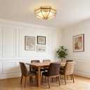 Vintage Style Brass Ceiling Light Fixture,14 Inch,Ideal for Bedroom, 13.78"W