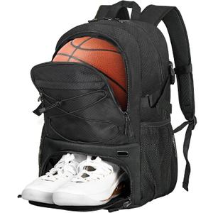 Goloni Basketball Bag,Large Sports Bag with with Separate Ball & Shoe Compartments,Gym Bag for Basketball,Soccer,Volleyball (black)