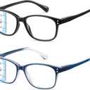 Progressive Multifocus Reading Glasses for Men Women Blue Light Readers Spring Hinge No-Line Near Range 2-Pack PT2013