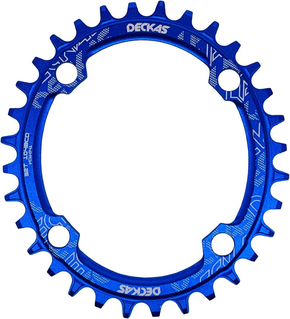 DECKAS Round Oval 104BCD 34T Narrow Wide Chainring Single Chainring for 6/ 7/ 8/ 9/ 10/ 11/ 12-Speed (Oval Blue, 34T)