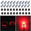 WLJH 74 Led Bulb Dash Lights Dimmable T5 2721 37 85 286 Wedge PC74 Twist Socket Automotive Instrument Panel Gauge Light Kits Cluster Shift Indicator Interior Bulbs Red Pack of 20