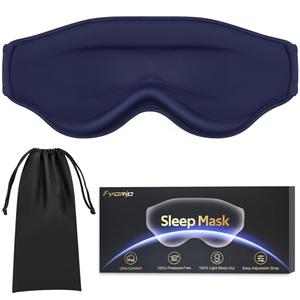 Fygrip 3D Cooling Eye Mask Sleep Mask for Men & Women, 100% Pressure-Free & Light Block-Out Eye Mask for Sleep with Easy Adjustable Strap, Night Eye Cover for Travel, Blue