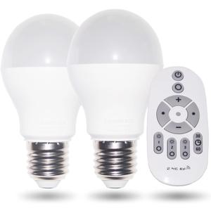 Erkangsm Smart Led LightBulb Dimmable with RemoteControl E27 9W Light Bulbs Adjustable Color Temperature (Warm/Cool) and Brightness, 2 Pack (2 Bulbs + 1 Remote)