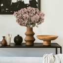 Ttranewsoo Fake Flowers Hydrangea Silk Flowers with Stems,Brown Flowers Fall Hydrangea Artificial Flowers,Winter Flowers Artificial for Decoration Vase Indoor and Outdoor 24"Brown 8PCS Wthout Vase