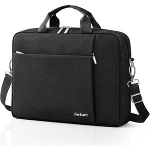 Ferkurn Laptop Bag Case for Women Men Computer Bag Compatible with HP Envy Pavilion Omen/LG Gram/MSI/Dell Inspiron XPS/Lenovo/Acer, Shoulder Strap Carrying Messenger Briefcase, Black, 17 17.3 Inch