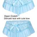 Avidlove Sexy Panties for Women Bikini Underwear Floral Lace Briefs with Cute Bow Center 1-4 Pack Light Blue, Small
