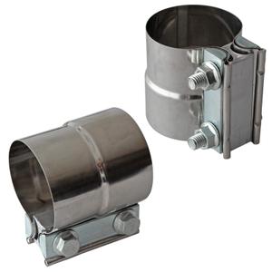 Exhaust Clamps Band Clamp 2.5" Lap Joint - Stainless Steel Lap Joint Exhaust Band Clamp with 1 Block 2Pcs for 2.5" Od to 2.5" Id Exhaust Pipe, Muffler, Elbow and Exhaust Tubing Connection(2 Pack)