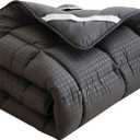 Quilted Fitted Mattress Pad, Elastic Fitted Mattress Topper Protector and Cover Stretches up to 14 Inches Deep, 4 Anchor Elastic Bands, Machine Washable (Dgrey, Twin)